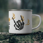 Wheels Down Motorcycle Enamel Camping Mug 12oz
